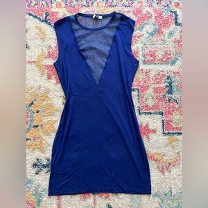 American Eagle Don’t Ask Why Royal Blue Sleeveless Glitter Mesh Mini Dress